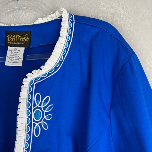 Bob Mackie blazer jacket plus size 3X open front embroidered blue wearable art - Picture 6 of 10